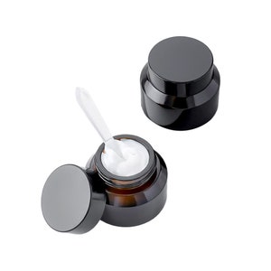 Braunes Glas Nachfüllbare Weithalsbehälter mit schwarzem Schraubdeckel, 15 ml / 0,5 Oz leeres Kosmetikglas für Cremes Lotion Make Up Vorratstopf