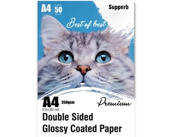 A4/210 x 297 mm Premium Photo Paper,  Glossy Finish 300 GSM, 50 Sheets Acid Free for Inkjet Printers