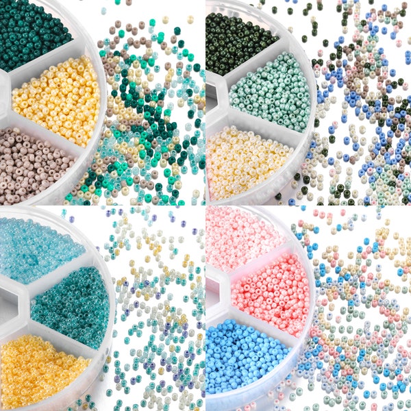 Color Seed Beads, 2mm Round Glass seed beads, Transparent Colorful Seed Beads, Opaque Seed Beads, DIY Seed Bead Kit for Jewelry Making