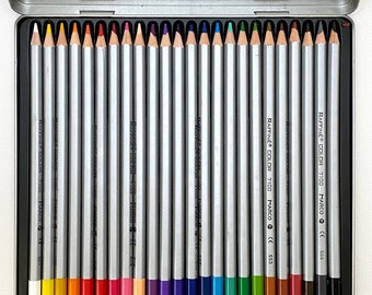 Professional 24 Colored Pencil Set, Tin Box set in Metal Tin Case 24ct color pencils for Drawing, Sketching, Coloring, Beginners and Artists