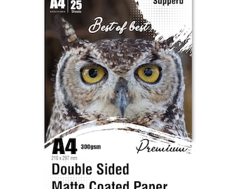 A4/210 x 297 mm Premium Photo Paper,  Matte Finish 300 GSM, 25 Sheets Acid Free for Inkjet Printers