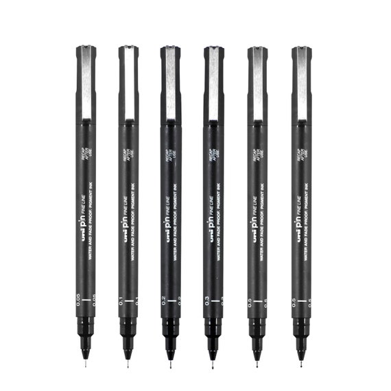 Uni Pin Drawing Pens/6 Assorted Tip Sizes, Uni Pin Technical Fineliner  Pens, Pack of 6 Assorted Tip Sizes, Black Ink
