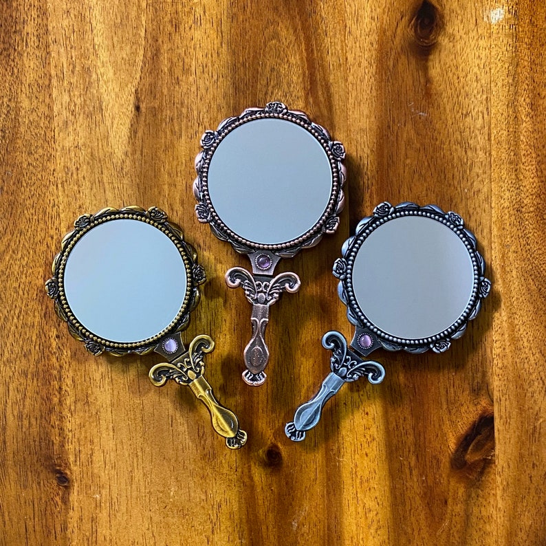 Vintage Hand Mirrors With Baroque Style Embossed Blank Mirrors Etsy