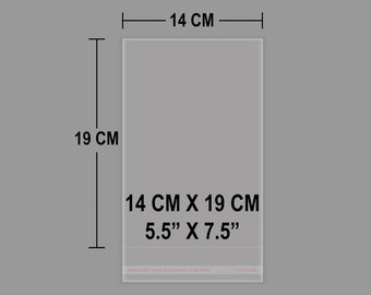 100 Resealable Self Adhesive Seal Cello Bag, Cello Lip & Tape Plastic bags, 5X7 Cards Photos Packaging bags, Cellophane Bags 5 1/2" x 7-1/2"