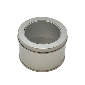 2 silberfarbene Runde Metalldosen mit Fensterdeckel für Seifenkerzen Keks Geschenke Box SchmuckUhr Schmuck Verpackung Organizer Hülle 10,5 in