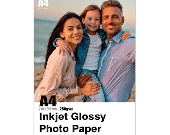 Glossy Inkjet Paper 8 x11 Inches A4 50/100 Sheets Compatible with Inkjet Printer 260 GSM Heavyweight 69lb Photo Paper