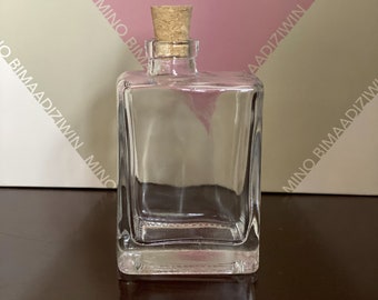 Botellas de vidrio transparente con tapón de corcho 200ml / 6.7oz Licor Aceites esenciales Especias Flores Botella de boticario de vidrio, Suministros para manualidades Manualidades de bricolaje