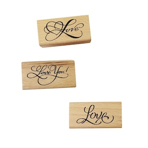 Wooden Rubber Stamp for Scrapbooking Card Making Rubber Stamp for DIY Craft Card - Thank You Stamps - Love Stamps - I Love You Stamp