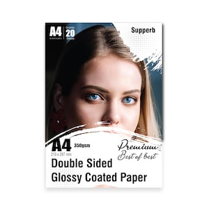A4/210 x 297 mm Premium Fotopapier, Glanzfinish 350 GSM, 20 Blatt Säurefrei für Inkjet Drucker
