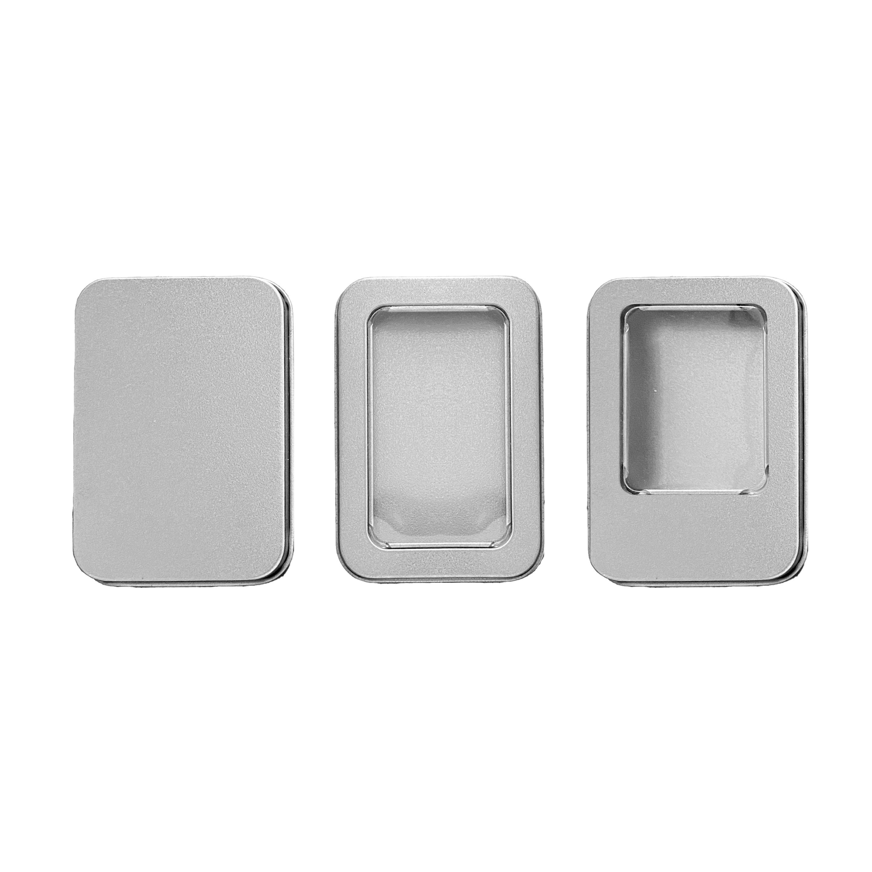 2 Silver Rectangular Metal Tins With Lids for Soap Candles Candies Cookie  Gifts Box Jewelry Watch Jewelry Packaging Boxes Organizer Case 