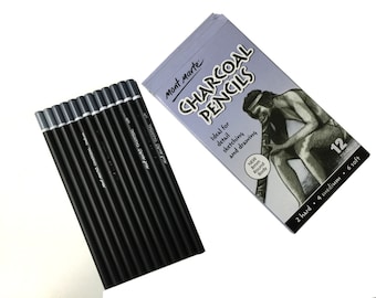 12-pieces Charcoal Pencils soft medium hard charcoal pencils (Set of 2)