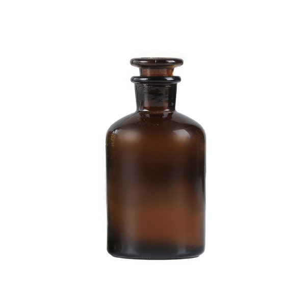 Amber Glass Apothecary Bottle Jars Retro Narrow-necked Medical Jar With Glass Stopper Lid Handmade Supplies