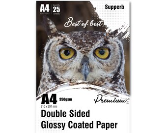 A4/210 x 297 mm Premium Photo Paper,  Glossy Finish 350 GSM, 25 Sheets Acid Free for Inkjet Printers