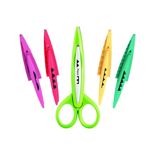 Maped Craft Scissors with 5 Interchangeable Blades, Storage Base Color May Vary