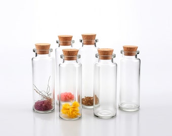 Glass Bottles Cork Stoppers DIY Decoration Mini Glass Vials Cork Message Glass Bottle Vial Cork, Blank Small Glass Bottles Jars Corks