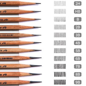 12  Pcs Artist sketch drawing pencils set 9B to 3H for artists beginner sketching 3H-9B Set