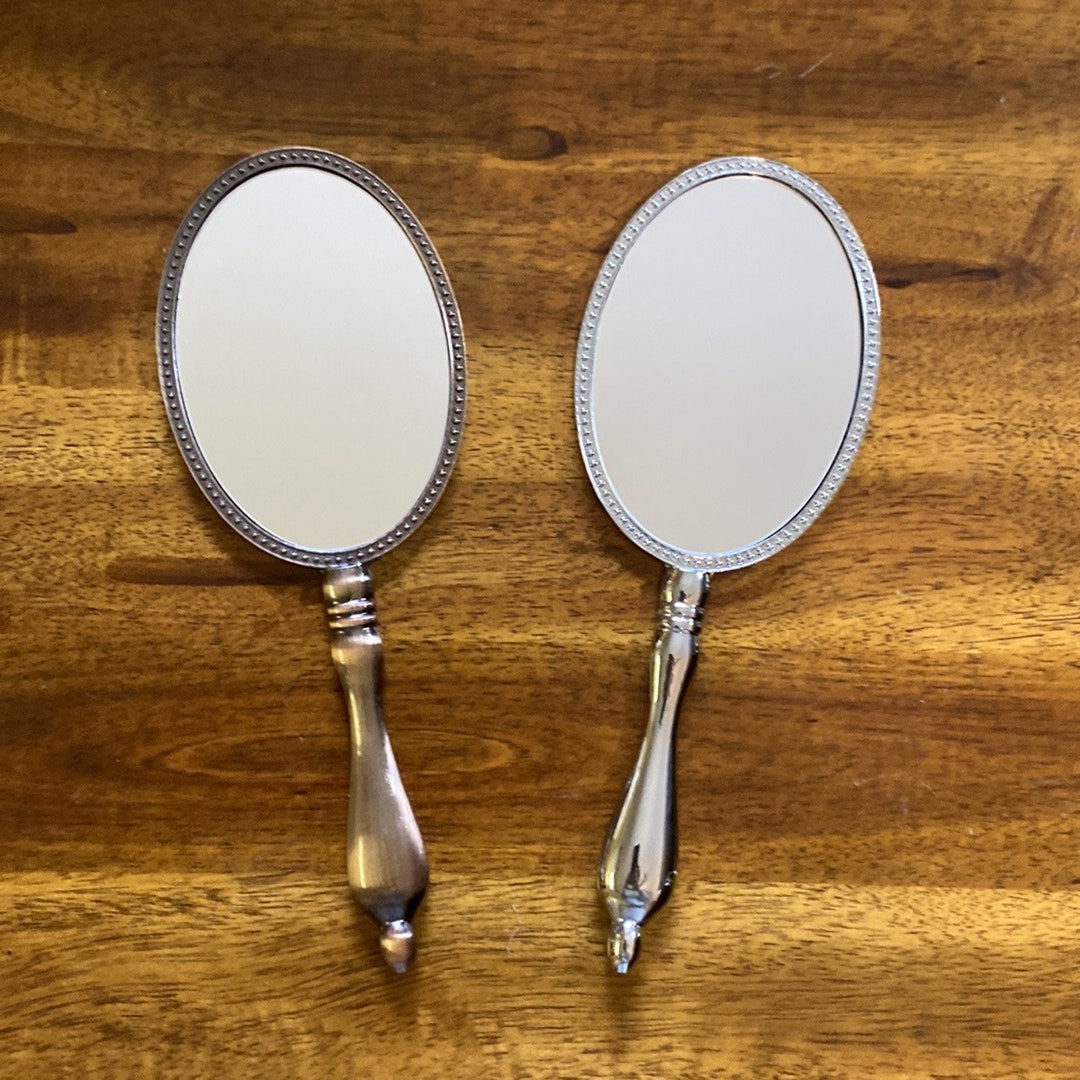 Vintage Hand Mirrors With Straight Handle Embossed Blank Mirrors for