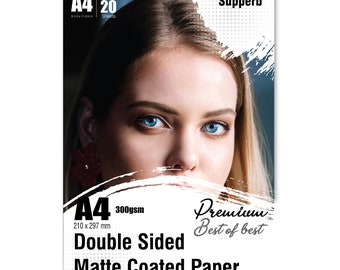 A4/210 x 297 mm Premium Photo Paper,  Matte Finish 300 GSM, 20 Sheets Acid Free for Inkjet Printers