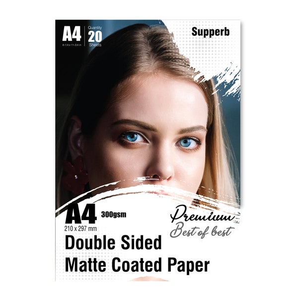 A4/210 x 297 mm Premium Photo Paper,  Matte Finish 300 GSM, 20 Sheets Acid Free for Inkjet Printers