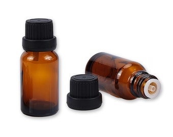 Amber Glass Bottle for Essential Oil with Orifice Reducer Dropper and Cap 15ml / 0.5 Oz Essential Oil Perfume Bottles Jars Tools