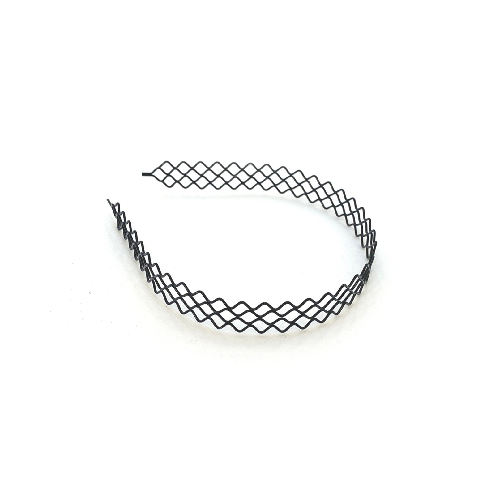 Simple Wired Metal Headbands for Men Women, Basic Spring Wavy Black Non
