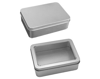 2 Silver Rectangular Metal Tins with Lids for Soap Candles Candies Cookie Gifts Box Jewelry Watch jewelry Packaging Boxes Organizer Case
