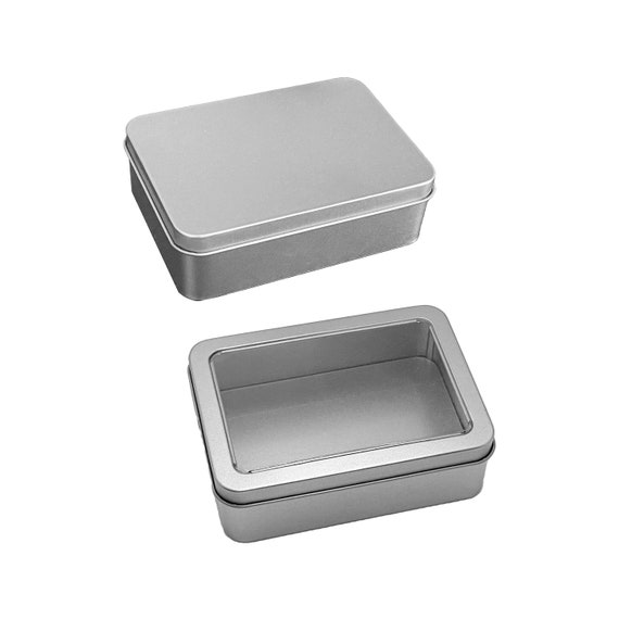 2 Silver Rectangular Metal Tins With Lids for Soap Candles Candies Cookie  Gifts Box Jewelry Watch Jewelry Packaging Boxes Organizer Case 