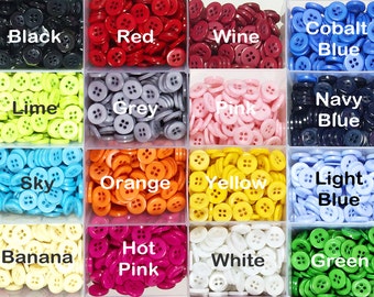 200 pieces Round 4 Hole Buttons, Mixed Color Buttons, Assorted 16 Color resin button, Round Fasteners Sewing Knitting Buttons 11mm Buttons