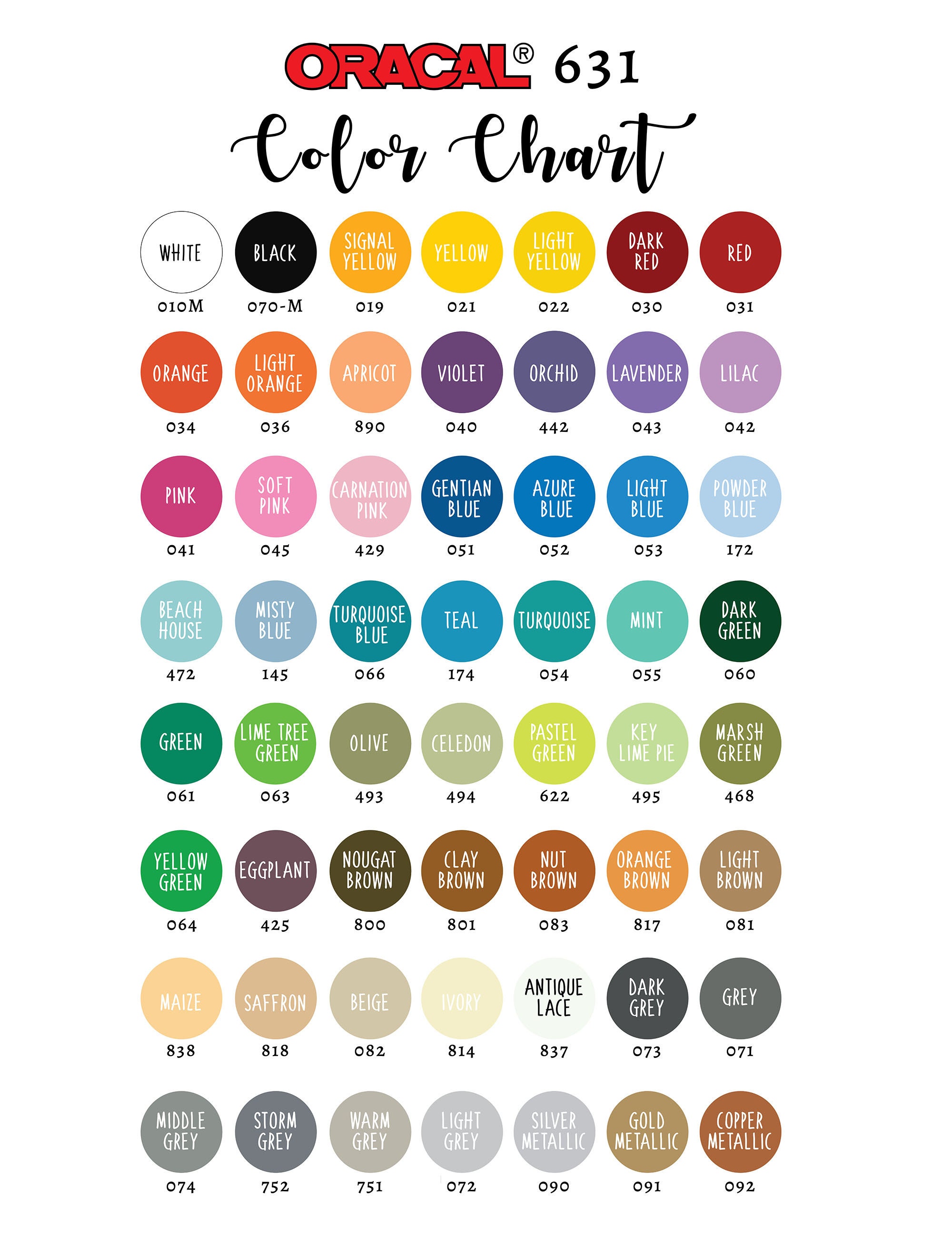 Oracal 751 Vinyl Color Chart 79 COLORS Semi-editable PSD, 56% OFF