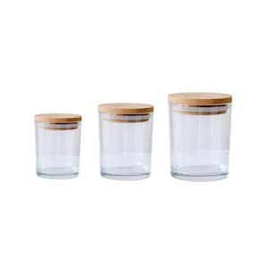 Glazen blik w / bamboe deksel kaars pot voedsel opslag container, brede mond glazen kaars potten, kaars maken benodigdheden, lege kaars pot w / deksel