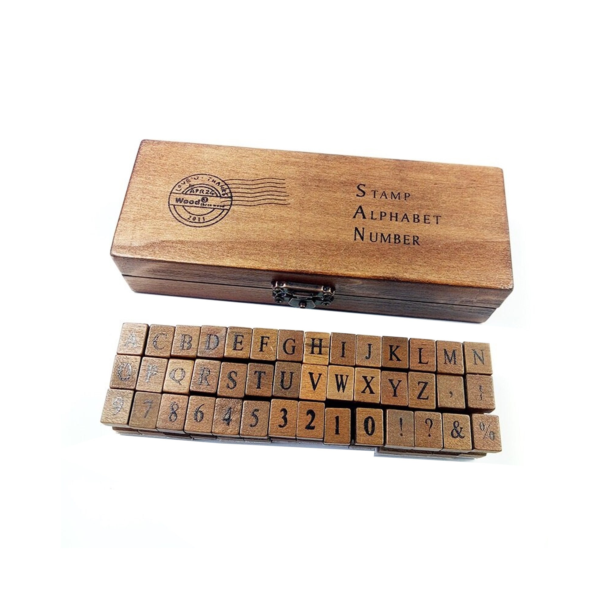 28-teiliges Buchstaben-Stempelset Aus Holz, ABC, Großbuchstaben, 17x22 Mm, In Aufbewahrungsbox, Für Scrapbooking, Karten, Basteln, Schule, Geschenk