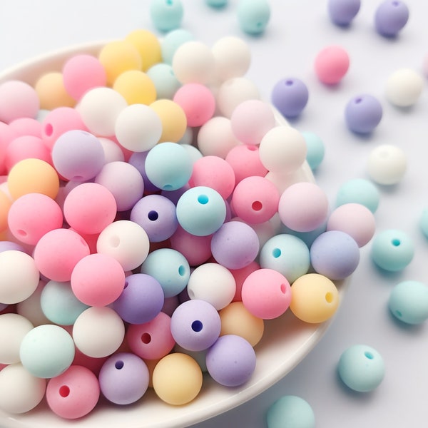 50 Perles acryliques, perles pastels, perle bracelet, Perles opaques, perles acryliques givrées couleur macaron, Perles multicolores, perlage bijoux DIY