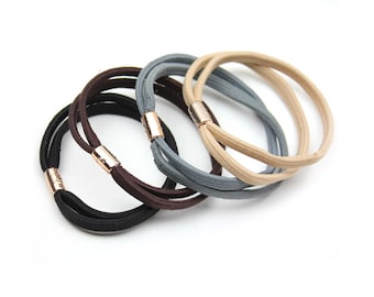 Hair Tie Bracelets Blank, Plain Hair Ties with Metal Beads, Multi-strand Hair Elastics with Metal Connector DIY Hair hair accessories