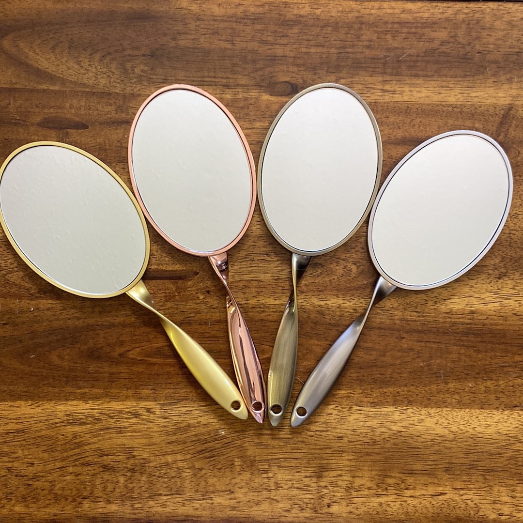 Vintage Hand Mirrors With Curved Handle Embossed Blank Mirrors for