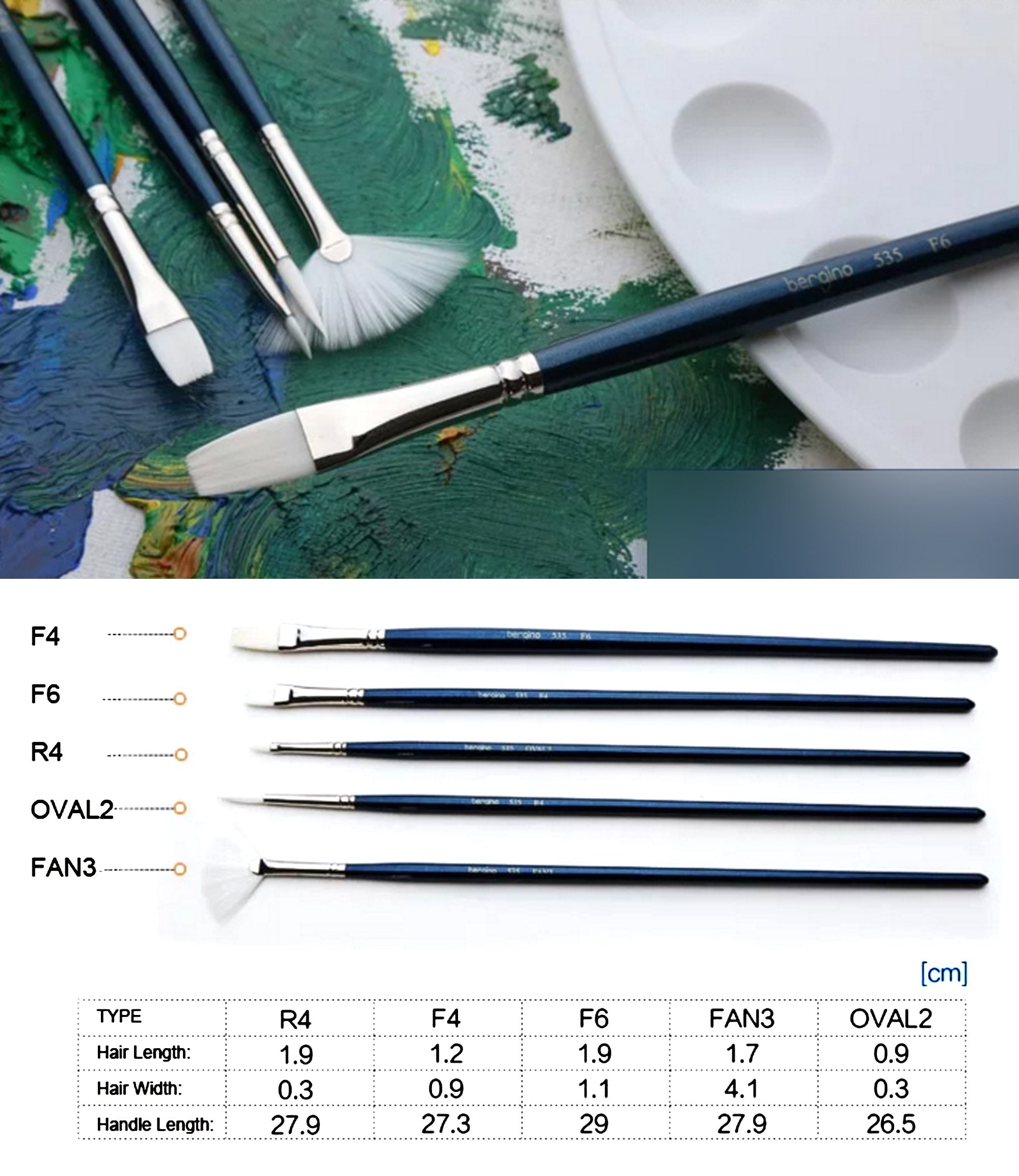 5pieces Fine Art Brushes Set Artist Paint Brushes Set 5 White Etsy