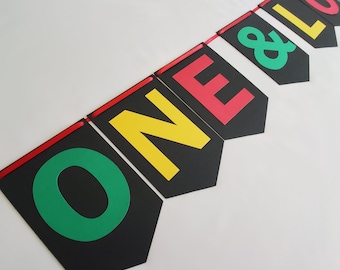 ONE & LOVED Rasta Themed Banner with Peace Sign / Custom Orders Available