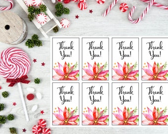 INSTANT DOWNLOAD/Printable CHRISTMAS Thank You Cards-watercolor floral