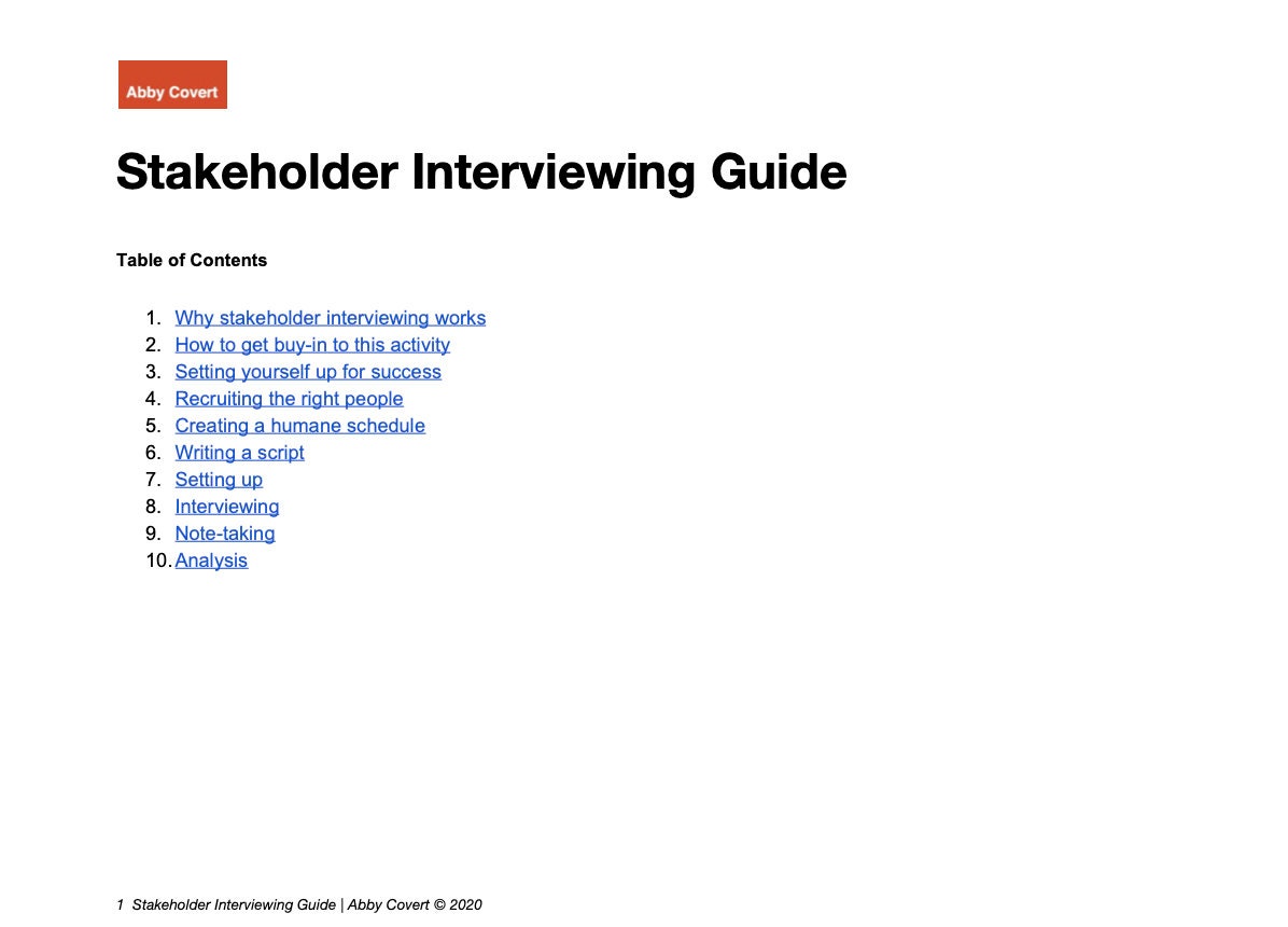 Stakeholder Interviewing: A Guide by Abby Covert - Etsy
