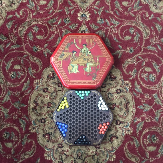 antique chinese checkers game board