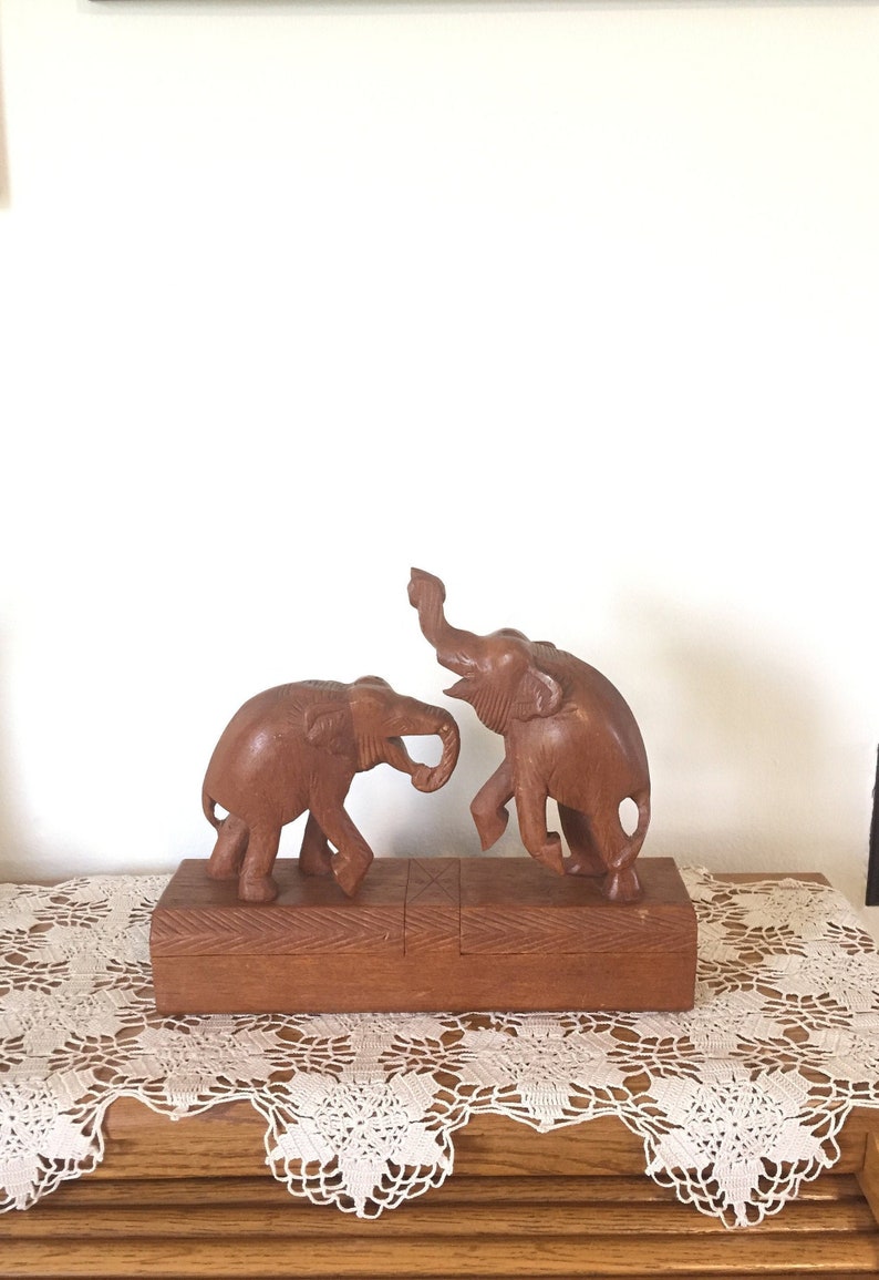 Clearance Wooden Elephant Storage Primitive Handmade Wood Etsy