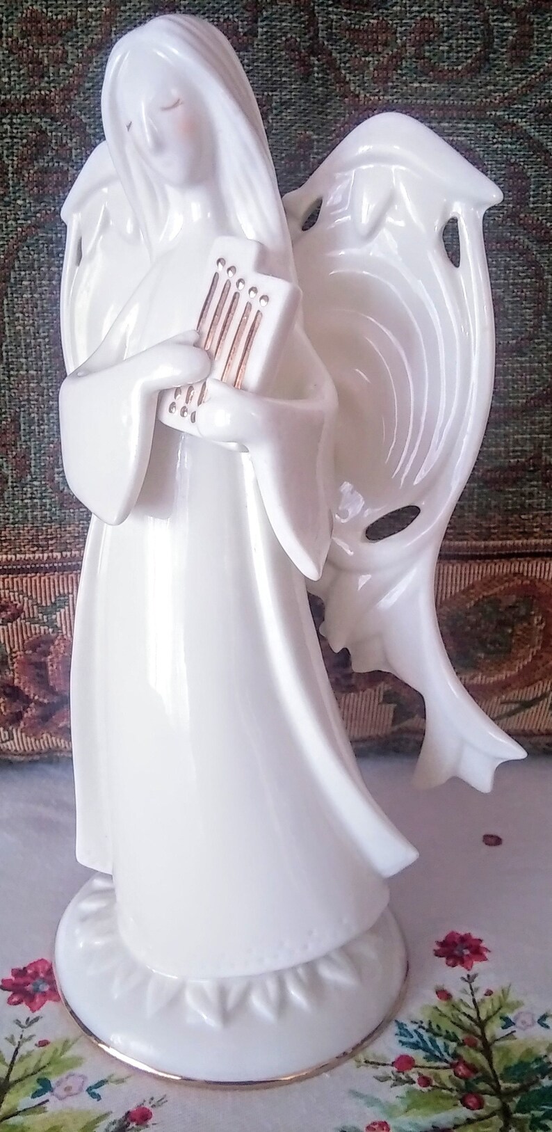 Vintage ANGEL FIGURINE With HARP Russ Angel Figurine Etsy