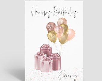 Female Happy Birthday Card, Personalised Female Birthday card, Birthday Cards for Her, Gifts for her, Woman Birthday Card
