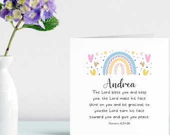 The Lord Bless You Rainbow Bible Verse Card for her, Christian Card, Uplifting Card, Positivity Card, thinking of you card greeting card