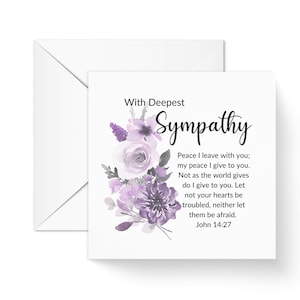With Deepest Sympathy Condolences  Bible Verse Card, Sending Love at this time Condolence Scripture Card, Bereavement card