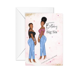 Happy Birthday Sister Birthday Card, Ethic Greeting Cards, Black greeting cards for her, Cousin birthday, card for big sis, gifts for her