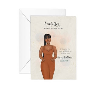 Birthday Scripture Card for her, You are Fearfully and Wonderfully Made Female  Birthday Card, Personalised black woman card for sister