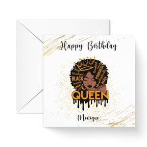 Black Queen Birthday Card, Afro Queen Card, Black Girl Birthday Card, Afrocentric Gifts, Daughter, Sister, Friend, Black Greeting Card