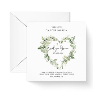 Personalised Baptism Card for her, Congratulations on your baptism, Philippians 4  Scripture Card, Christian Woman Gifts, Good luck