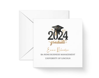 Uni Congrats Cap and Year Graduation card for him her, Class of 2024, Personalised Special Occasion Card, You smashed it, well done =