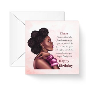 Personalised Proverbs 31 Woman Birthday Card| Black Woman Birthday Card| Afro Queen Card| Afro American| Sister Card| Wife Birthday Card